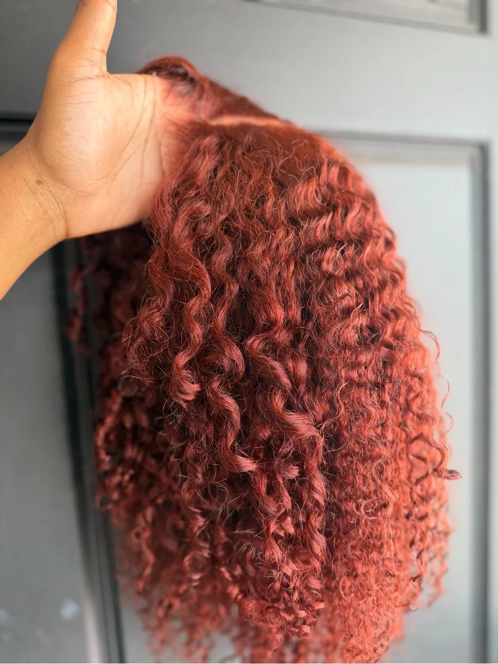 Reddish Brown Fluffy Curly Wig - Voluminous 250% Density
